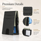 ✨Wallet for Men- Pop Up Case, Cash Slot, and Credit Card Slot - Aluminum Wallet with RFID Blocking, Minimalist Leather Wallet Front Pocket with ID Window