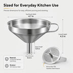 🍳 Heavy-Duty Thickened Stainless Steel Kitchen Funnel with 304 Strainer