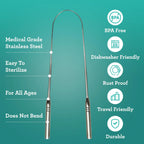 Tongue Scraper (2 Pack), 420 Medical-grade Stainless Steel Tongue Cleaner, Aids in Fresh Breath & Oral Care