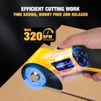 【MothersDayGift】Cordless Electric Scissors 4V – Rechargeable Heavy Duty Cutter with Safety Lock, LED Light, Long Battery Life & 2 Extra Blades | Easy-to-Use Wireless Shears for Cardboard, Packaging Yellow with Storage Bag