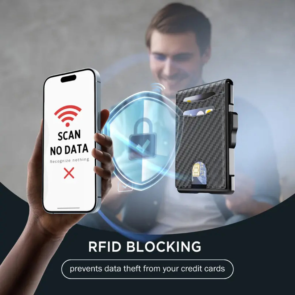 ❤️‍🔥Wallet for Men- Pop Up Case, Cash Slot, and Credit Card Slot - Aluminum Wallet with RFID Blocking, Minimalist Leather Wallet Front Pocket with ID Window