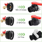 🛠️💧275-330 Gallon IBC Tote Tank Adapter - 2.44" Fine Thread, 1/2" NPT × 3/4" GHT Male Fittings with Garden Hose Quick Connector