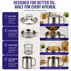 304 Stainless Steel Oil Filter Pot with Fine Mesh Filter & Frying Basket – 1.5L