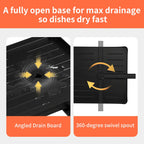 Foldable Over Sink Dish Drying Rack｜Pull-Out 2-Tier Dish Drainer with Utensil Holder｜Space Saving Kitchen Organizer for Small Kitchens