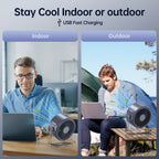 Coolhill Desktop Fan Turbo Table Fan Travel Vacation Essentials for Office 100-Speed Digital Display Low Noise Rechargeable Battery Dual Adjustment Modes Quiet Cooling Quiet Desk Fan Portable