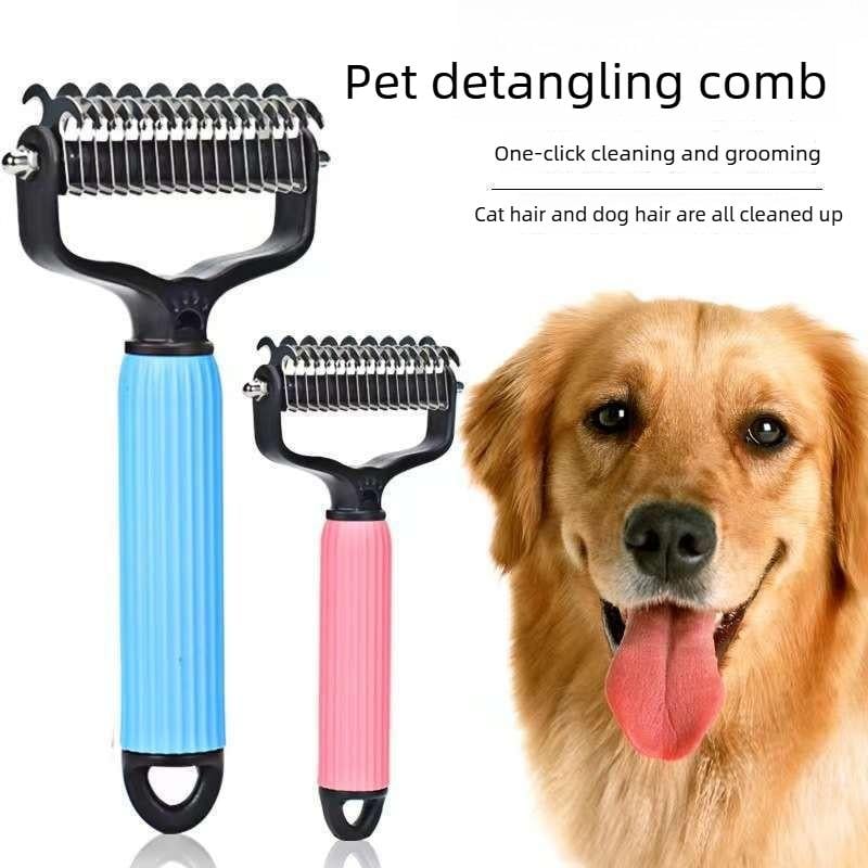 Easy Pet Detangling Comb – Double-Sided Stainless Steel Grooming Tool for Smooth, Shed-Free Coats