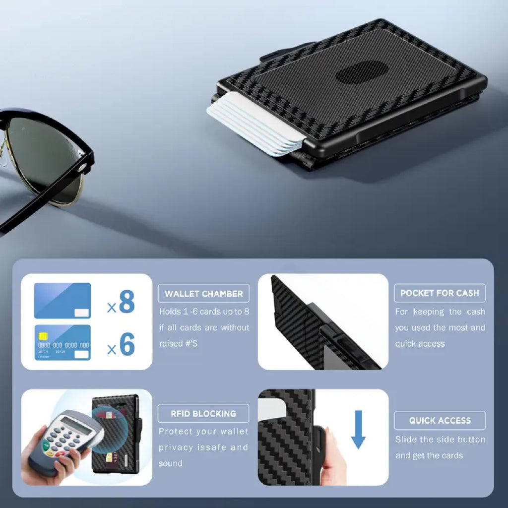 ❤️‍🔥Wallet for Men- Pop Up Case, Cash Slot, and Credit Card Slot - Aluminum Wallet with RFID Blocking, Minimalist Leather Wallet Front Pocket with ID Window