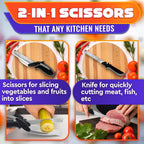 2 in 1 Kitchen Scissors– Stainless Steel Blade & Plastic Cutting Board Scissors