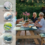 Stretch Tablecloth with Bench Covers & Carrying Bag - Waterproof Polyester Picnic Table Cover Set for Outdoor Patio Furniture