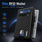 💼🔒Premium Aluminum RFID Blocking Minimalist Wallet for Men - Pop-Up Card Access, ID Window