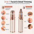 2-in-1 Rechargeable Facial Hair Remover & Eyebrow Trimmer with LED Light