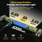 [Father's Day Gift] 5200mAh LED magnetic rechargeable light strip, 3000 lumens, with hook, ideal for mechanics, auto repair, and garage use.